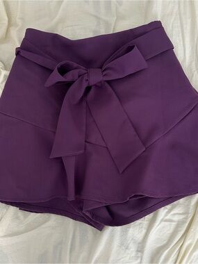 Zara High-Waist Purple Tie-Front Women’s Skirt with Built in Shorts